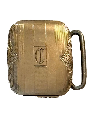 Incrustación de oro macizo vintage Dunn Bros. Art Deco en hebilla de plata de ley; 20 gramos Foto 1 de 4