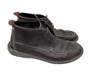BORN Boots Mens 8 M Ankle Chukka Casual M8065 Brown Pebble Leather Lace Up EUC - Picture 1 of 5