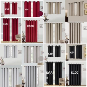 1/2PC100% BLACKOUT UNLINED HEAVY THICK THERMAL PANELS WINDOW CURTAIN TREATMENT - Picture 1 of 83