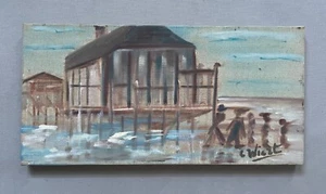Les Cabanes Tchanquées, Bassin d'Arcachon, Peinture Signée, Huile Sur Toile - Imagen 1 de 3