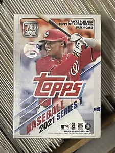Blaster Box Topps 70th Anniversary 2021 Topps Series 1 sigillato in fabbrica con patch - Foto 1 di 6