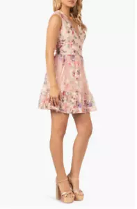 KLEID the POPULATION Samantha Blumen bestickt Tüll XL zartrosa bunt Neu ohne Etikett - Bild 1 von 15