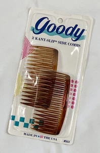 De colección 1989 Goody Products 2 peines laterales deslizantes marrón EE. UU. sin usar - Imagen 1 de 3