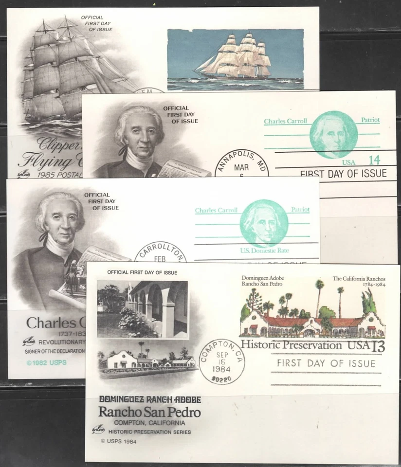 US Scott #UX104 - UX107 Post Cards First Day of Issue - Image 1 of 1