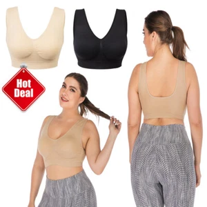HOT Seamless Sports Bra Plus Size Breathable Comfortable Yoga Crop Top Vest YJ - Picture 1 of 28