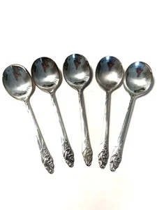Oneida  EVENING STAR Round Soup Spoons Set of 5 - Picture 1 of 5