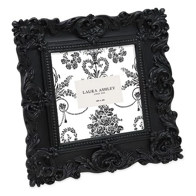 Laura Ashley 4x4 Black Ornate Textured Hand-Crafted Resin Picture Frame with - Image 1 of 4