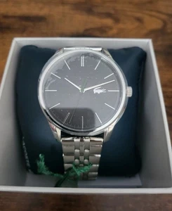 Lacoste VIENNA 2011073 Men's Silver Stainless Bracelet Grey Dial Watch RRP £139 - Picture 1 of 7