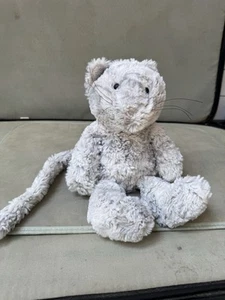 Jellycat Curly Twirly Kitty Cat - Grey & White Curly Fur Cat Beanie Plush - Picture 1 of 7