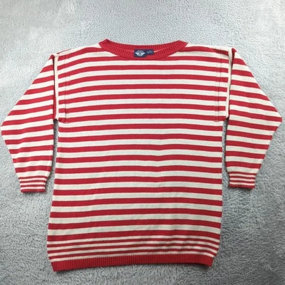 Suéter De Colección Años 90 Para Hombre M Rojo Blanco Rayas Dockers Hecho en EE. UU. Largo Slouchy Foto 1 de 4
