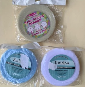 3 part rolls Knitting Nylon - Knitlon - Sullivans - White - Pale Blue - Beige - Picture 1 of 3