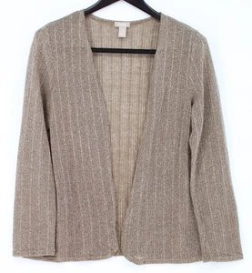 Cardigan maglione donna Chico's 2 grandi oro marrone metallizzato aperto davanti manica lunga - Foto 1 di 5