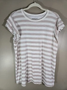 Torrid Super Soft Slub Jersey Beige Striped Cap Tiered Sleeve TShirt Sz 1 - Picture 1 of 8
