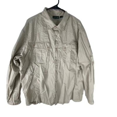 Eastern Mountain Sport Shirt Mens 2XL Gray Cotton Back Vented Roll Tab Button-Up - Image 1 of 4