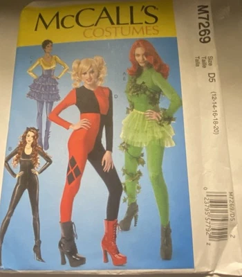 McCall's Costume Pattern M7269 Poisen Ivy, Cat Woman,Harley Quinn, New Size12-20 - Image 1 of 4