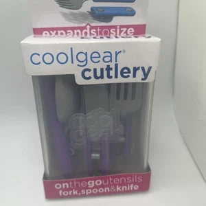 Cool Gear Pocket-Sized On-The-Go Utensils Fork Spoon & Knife Set Purple - Picture 1 of 2