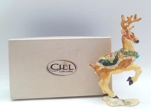 Caja de baratija de reno con bisagras de metal esmaltado con joyas de 5,5" de alto Ciel Collectables - Imagen 1 de 10