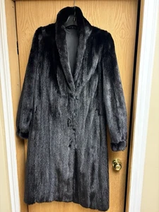 Vintage Luxurious Black Mink, Farmed Mink, Size 8, Ladies Fur Coat - Bild 1 von 17