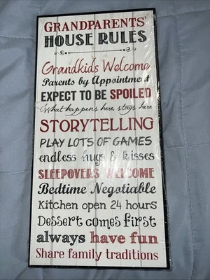 P Graham Dunn Wood Wall Plaque “GRANDPARENTS HOUSE RULES”  new Sealed. USA - Image 1 of 3