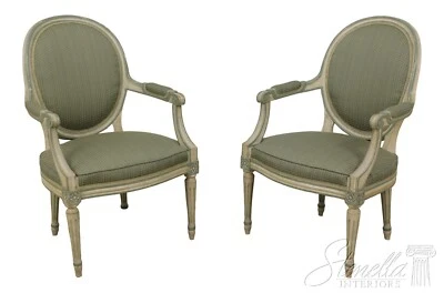 57592EC: Par de sillones decoradores verdes franceses Luis XVI Foto 1 de 4