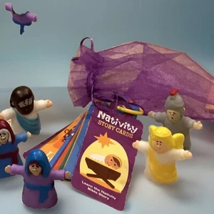 17 Pc. set Doll /finger Puppets Nativity /Prayer Finger Puppet Toy Set W Cards - Picture 1 of 18