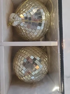 x4 RACHEL ZOE GOLD DISCO GLITZER ORNAMENTE. 4er set. WUNDERSCHÖN! Neu - Bild 1 von 5