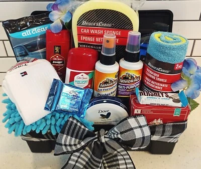 DRIVER'S ARMOUR, OLD SPICE, DOVE, GHIRARDELLI, HERSHEY'S Men's Boyfriend Hamper Gift Basket Old Spice Birthday Bath Body Spa Car Wash