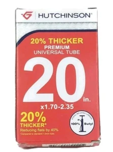 HUTCHINSON Premium 20" Universal Bicycle Tube 20% Thicker Schrader Valve NEW - Picture 1 of 4