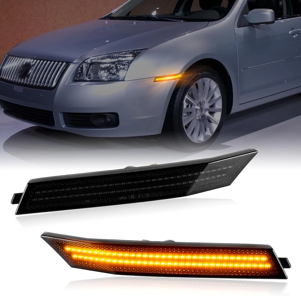LED Smoked Lens Front Side Marker Lights For 2006-2009 Ford Fusion Mercury Milan Foto 1 de 4
