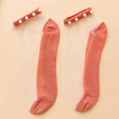 Meias curtas femininas de renda pérola com babado glitter retrô fantasia tornozelo menina - Imagem 1 de 4