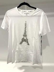NWT karl lagerfeld paris women’s graphic logo tee, white, black - Picture 1 of 13