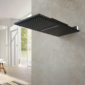 Soffione doccia rettangolare bagno nero beccuccio pioggia ottone miscelatore da parete Tao - Foto 1 di 10