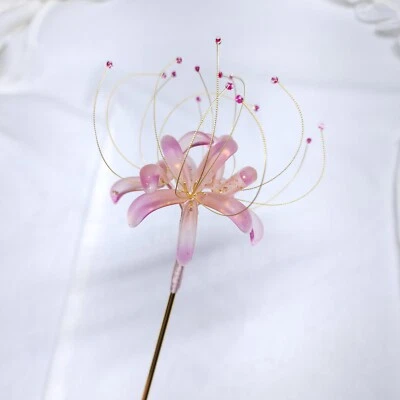 Заколка для волос Lycoris грейпфрут розовая волшебная лилия маленький цветок китайский ханьфу золотистая - Изображение 1 из 4