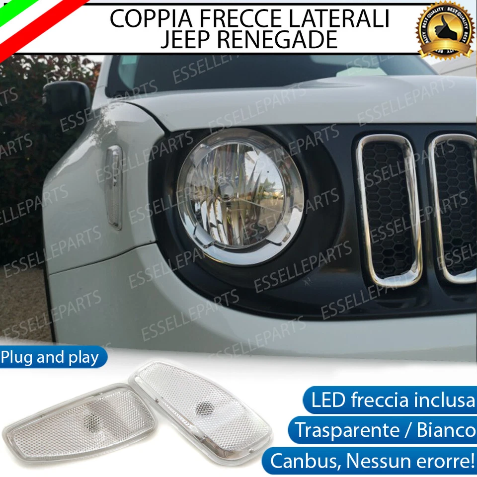 COPPIA FRECCE LATERALI A LED BIANCHE TRASPARENTE JEEP RENEGADE MY2019 CANBUS - Immagine 1 di 4