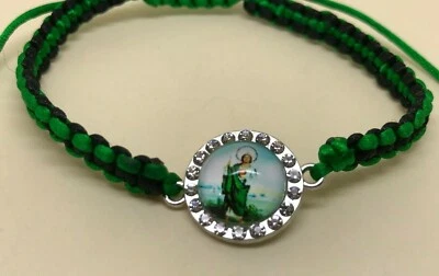 Pulsera Macramé Negro y Verde Medalla San Judas Tadeo para Esperanza Foto 1 de 4