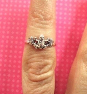 Women's Solid Metal Three Frog Shape Adjustable Toe Ring 925 Sterling Silver - Picture 1 of 4