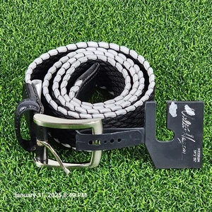 Walter Hagan Golf Belt Mens Medium 34-36" Stretch Basketweave Black White Buckle - Picture 1 of 6