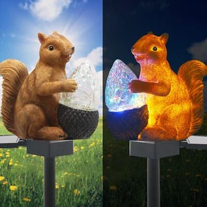 Upgraded Solar Garden Lights Outdoor Decor, Solar Squirrel Stake Lights Color... - Picture 1 of 6