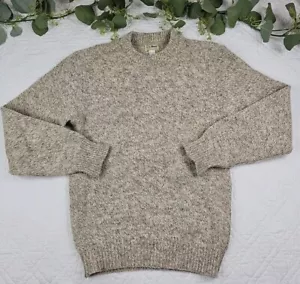 VTG L.L. Bean Mens Tan Wool Crew Neck Sweater Size M Long Knit Made in USA - Picture 1 of 10