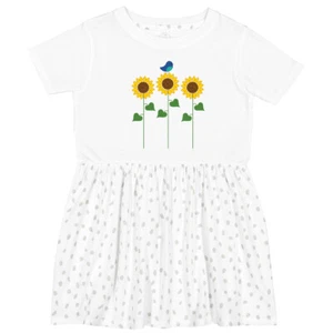 Inktastic Sunflower Garden And Bird Toddler Dress Gardening Summer Bluebird Cute - Picture 1 of 5