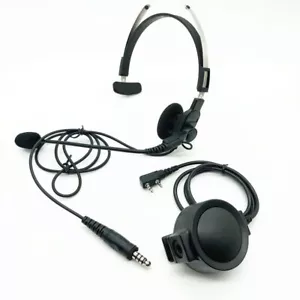 Casque et microphone radio HAM PTT pour écouteur réglable radio Kenwood Baofeng - Photo 1 sur 4