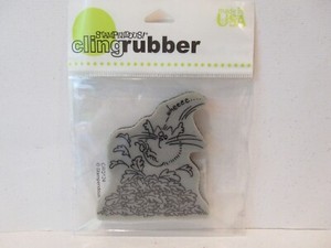 Stampendous FLUFFLES LEAP stamp NEW Cat Fall Leaves