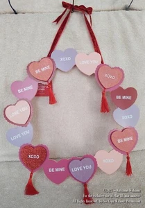 New Valentine's Day Wreath CONVERSATION HEARTS LOVE YOU BE MINE WEDDING DECOR - Picture 1 of 1