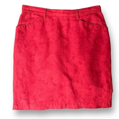 Saia Feminina Vintage Anos 90 GAP Tamanho 8 Vermelha Floral Linho Algodão Cintura Alta Minimalista - Imagem 1 de 4