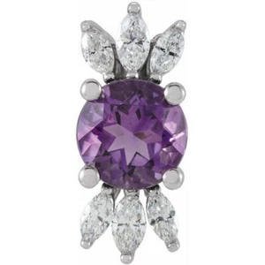 Colgante de diamante natural platino amatista y 1/5 CTW - Imagen 1 de 2