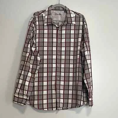 Tasso Elba Gray Maroon Plaid Button Up Dress Shirt XXL - Image 1 of 4