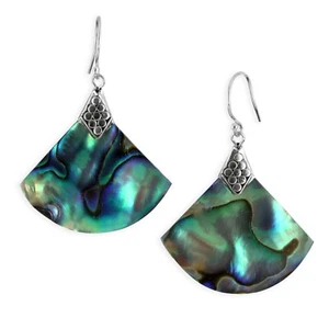 4cm Perlmutt Muschel Ohrringe Abalone Hänger ECHT 925er Silber Schmuck SER400 - Bild 1 von 3