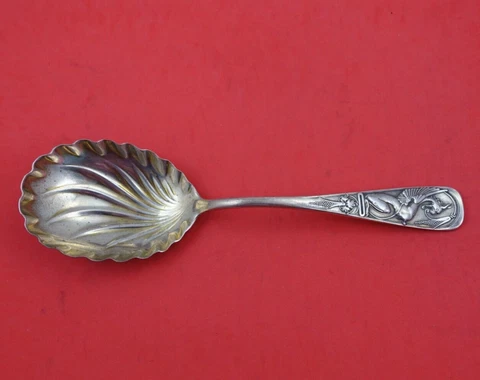 Renaissance by Durgin Sterling Silver Berry Spoon Gold Washed 9" Heirloom Cover