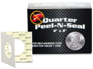 BCW Peel n Seal Paper Flips Adhesive Quarter (2" x 2") - Picture 1 of 2