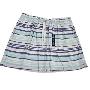 Gap Linen Short Skirt Women White Blue XL Striped Drawstring Elastic Waist Lined - Picture 1 of 14